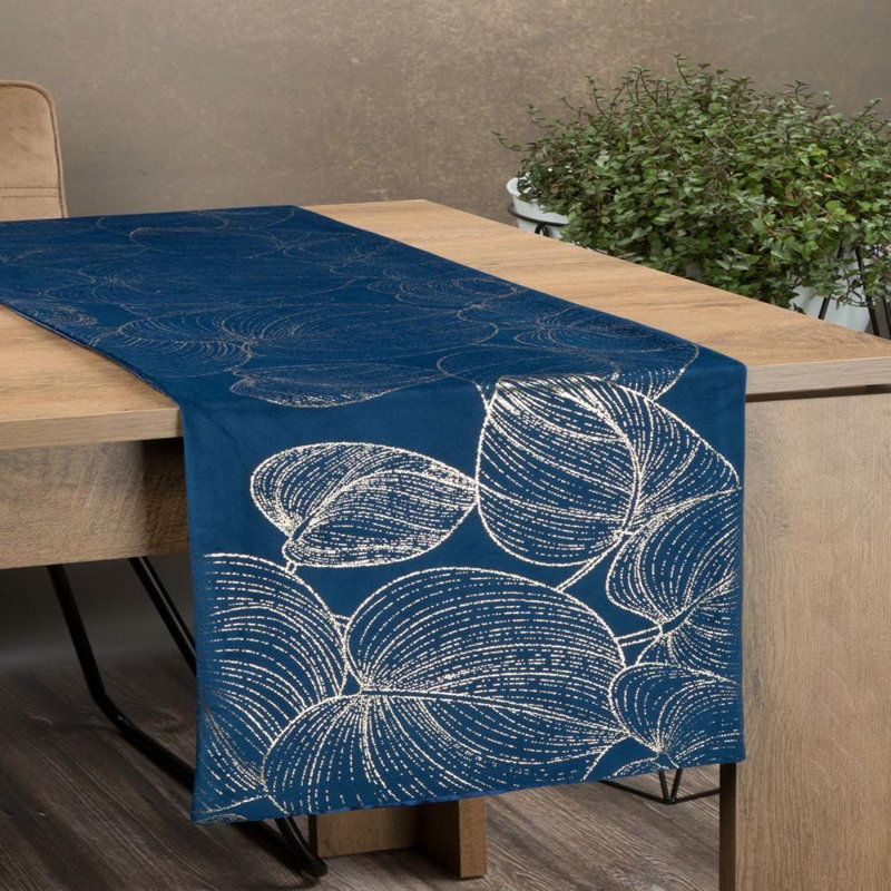 No Pattern And Not Solid Colour Table Runner, 35cm W x 140cm L, Navy Blue