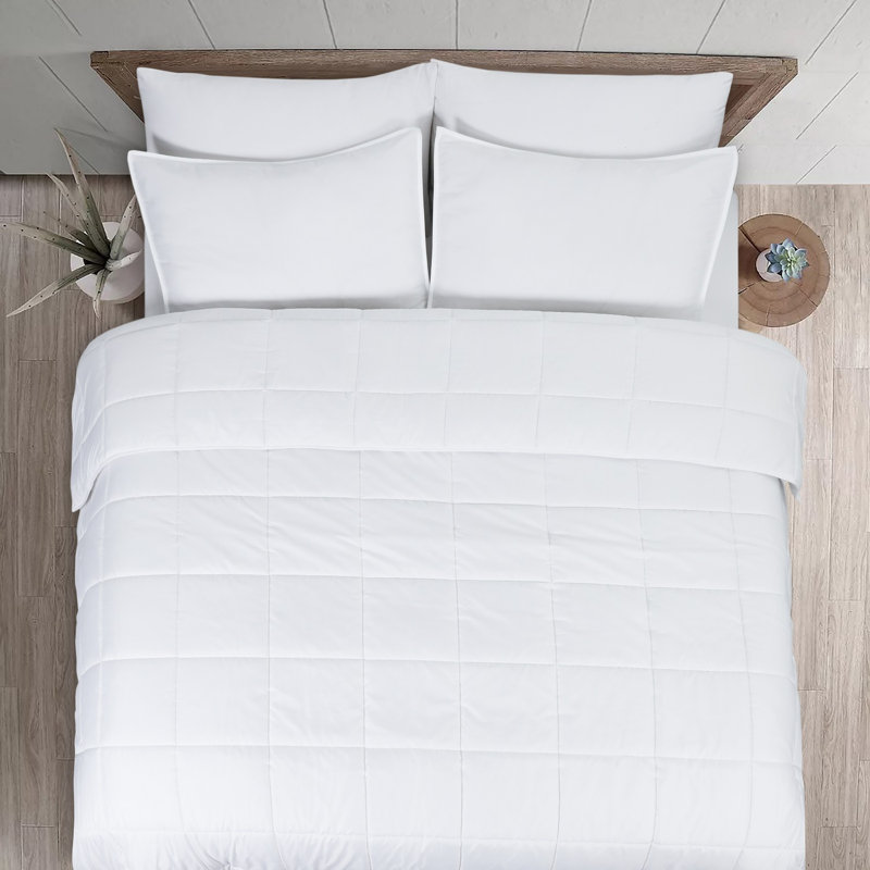 3-Piece Microfiber/Polyester Comforter Set, Twin, White