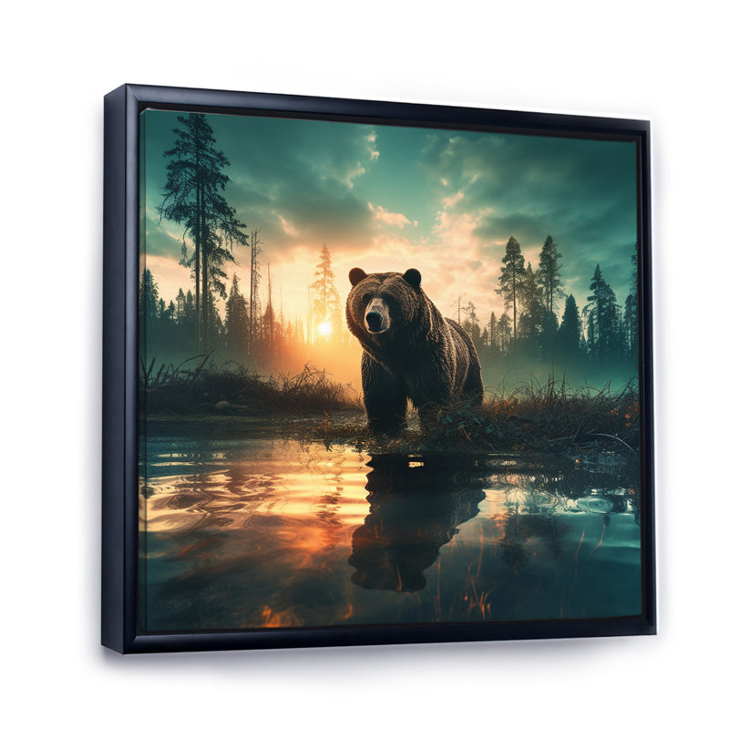 Double Exposure Bear Lensflare II - Landscapes Canvas Prints, H 30 po x l 30 po x P 1 po, Cadre flottant noir