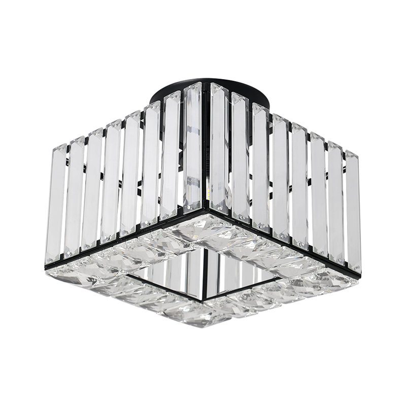 Mini Semi Flush Mount Ceiling Light Modern Chandelier For Bedroom, Hallway, Kitchen, Or Dining Room – E27, Matte Black