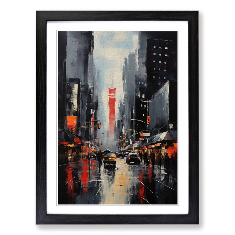 New York Gestural 1 Piece Single Picture Frame Wall Art, 46cm H x 34cm W x 2cm D, Black