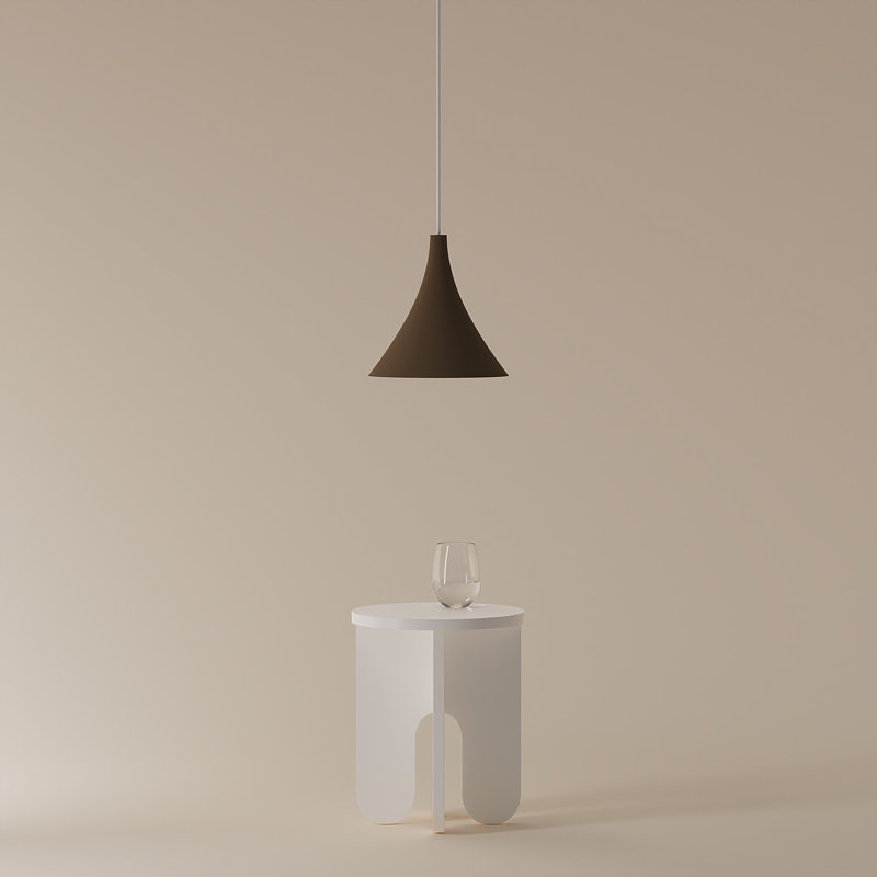 Gota Pendant Light, Walnut, White, 14" H x 9.84" W x 9.84" D