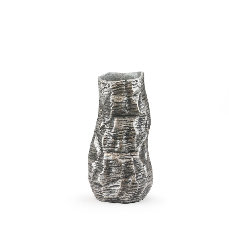 Metal Table Vase, 11.8" H x 6.3" W x 6.3" D, Gold