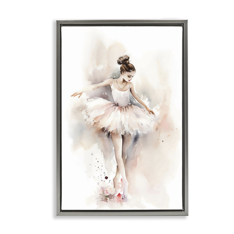 Cadre flottant Watercolor Dancer, par Creative Studio, H 25 po x l 17 po, Cadre flottant gris lustré