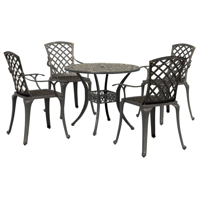 5 Piece Garden Dining Set Cast Aluminium, Bronze