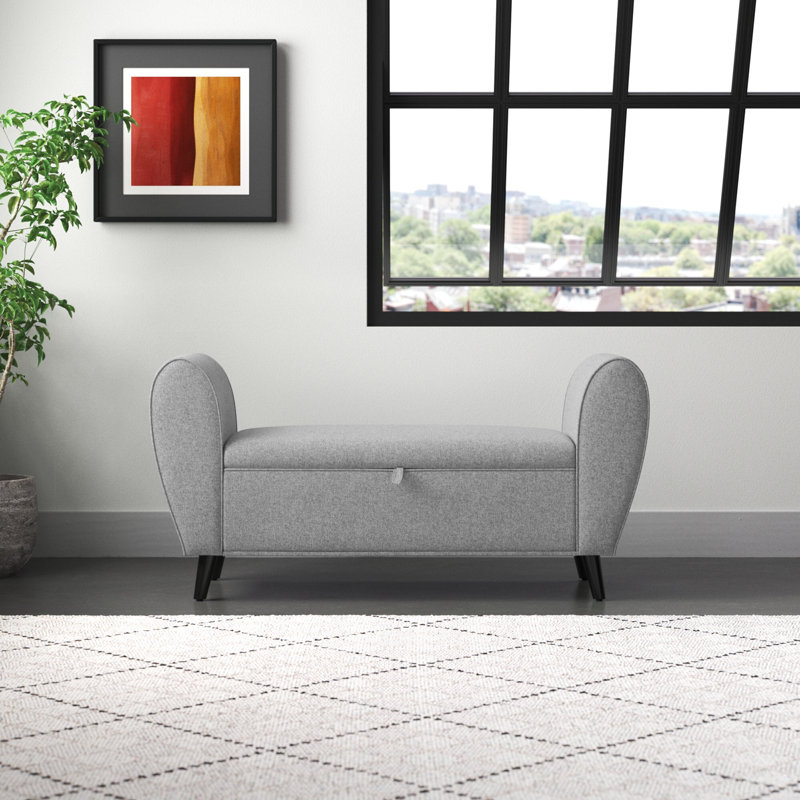 Banc de rangement rembourré Aurlie, Gris clair