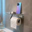 Porte-papier hygiénique avec tablette FIESONO, porte-papier hygiénique en acier inoxydable, fixation murale avec vis / adhésif pour le rangement de la salle de bain