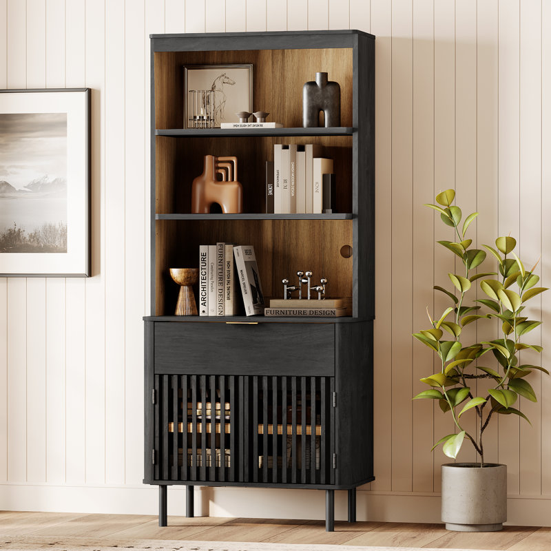 Armoire de rangement pour garde-manger avec tiroir réglable et tablette réglable, 72,8 "x l 31,5", noir, Noir
