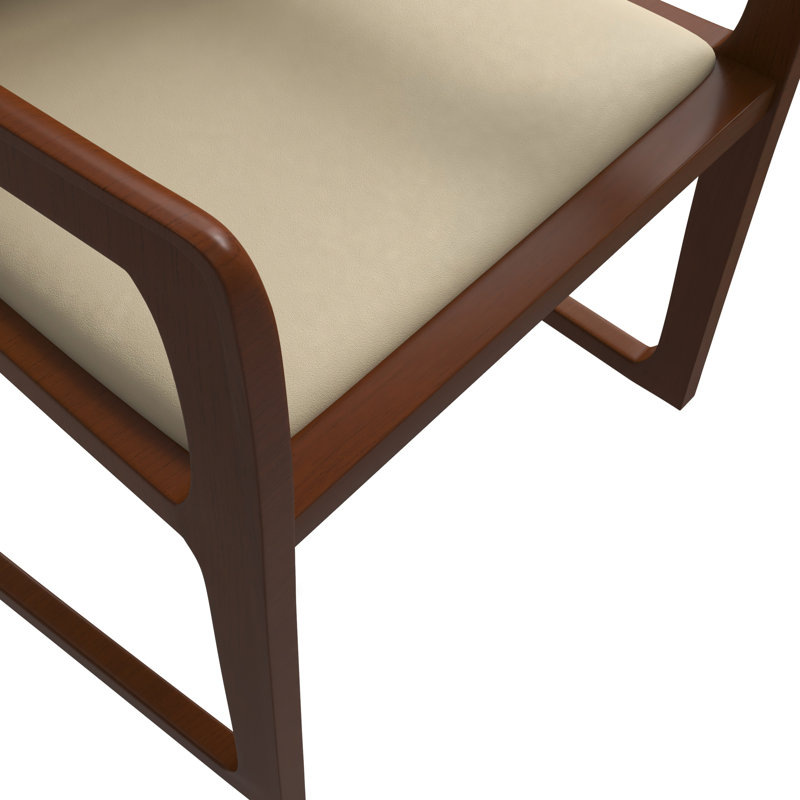 Chaise de salle à manger en cuir avec accoudoirs et dossier courbé Colombo, Taupe