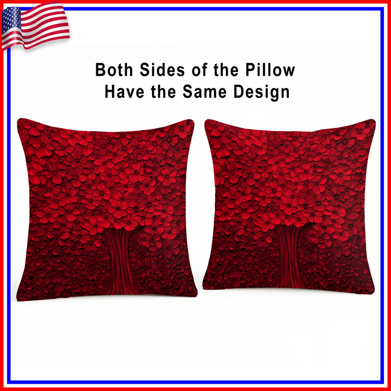 Red Blossoming Tree Double Sided Throw Pillows, 18 x 18 inches