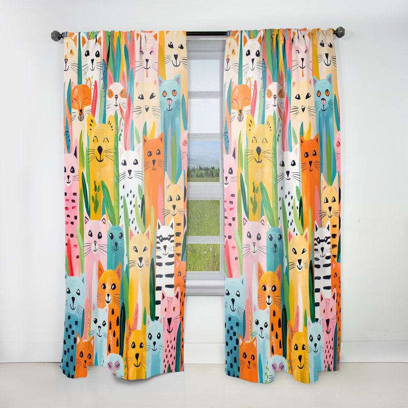 Lucien chambre de bébé à motif animal coloré II - rideau de velours chambre de bébé - obscurcissant - 1 panneau
