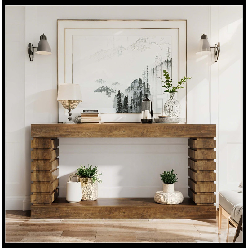 70,8 "Console, canapé rectangulaire en bois pour le salon, Brun