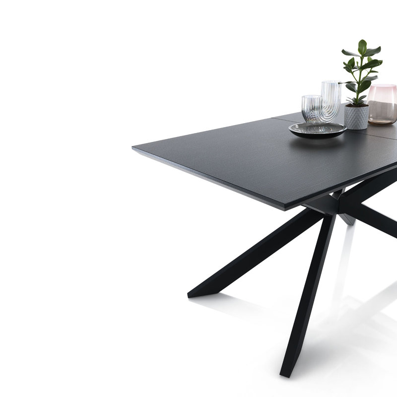 Loiselle Extendable Metal Base Dining Table, Black