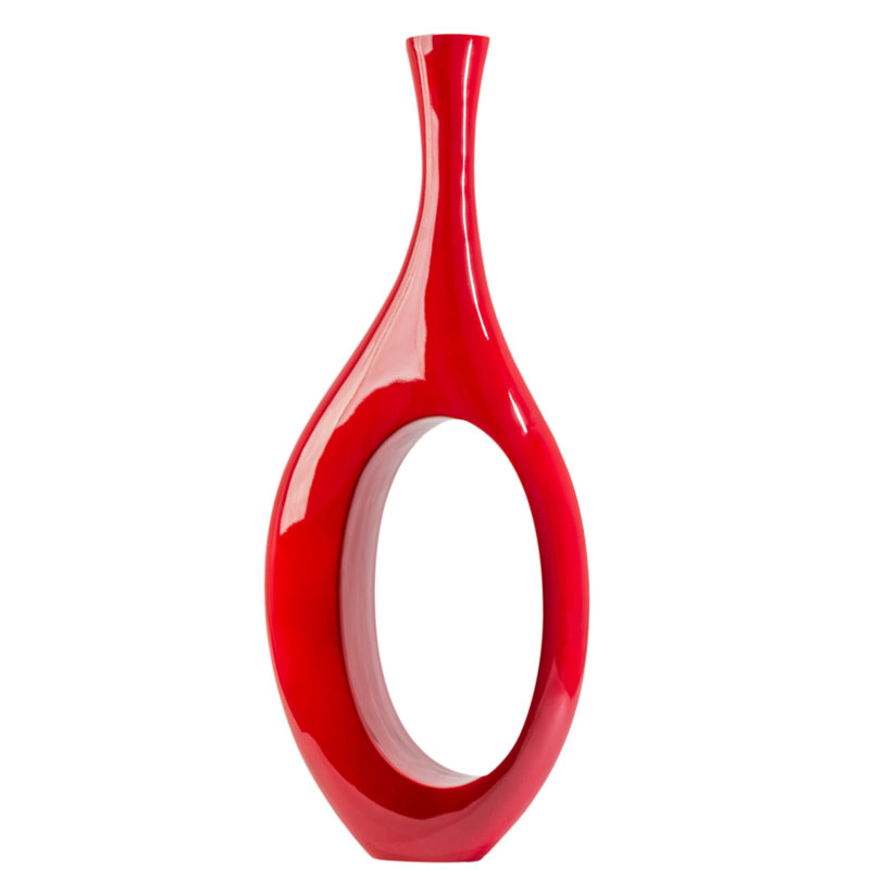 Vase de plancher en résine Hajari, Rouge, H 34 po x l 13 po x P 5 po