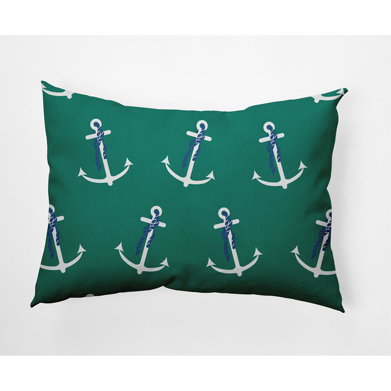 Housse et insert de coussin rectangulaire d'extérieur Anchor Whimsy, Vert