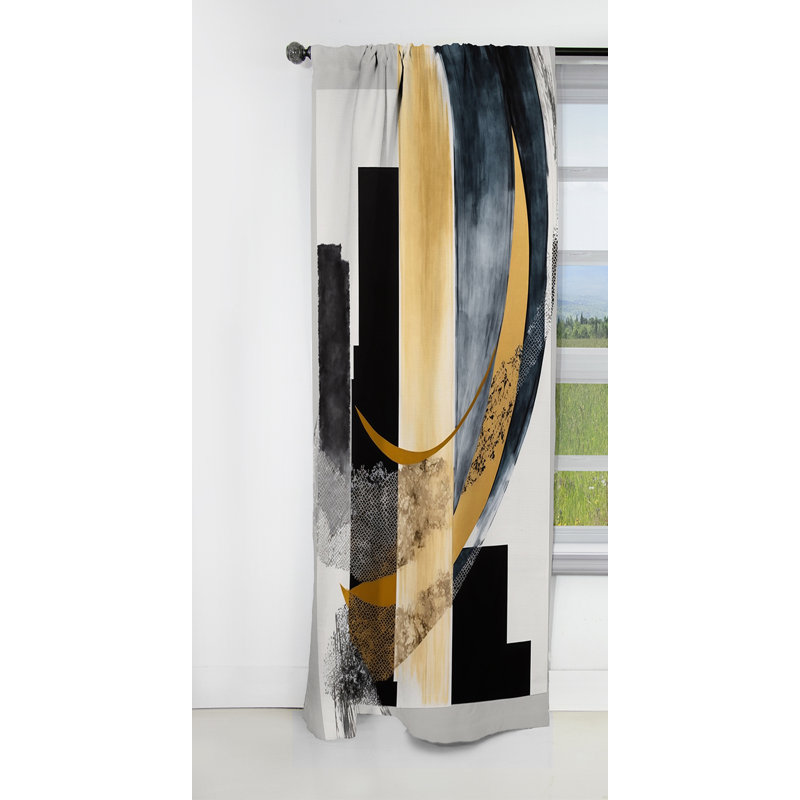Glam Art Deco Abstract I - Rideau abstrait - Rideau occultant - 1 panneaux, L 52 po x L 63 po