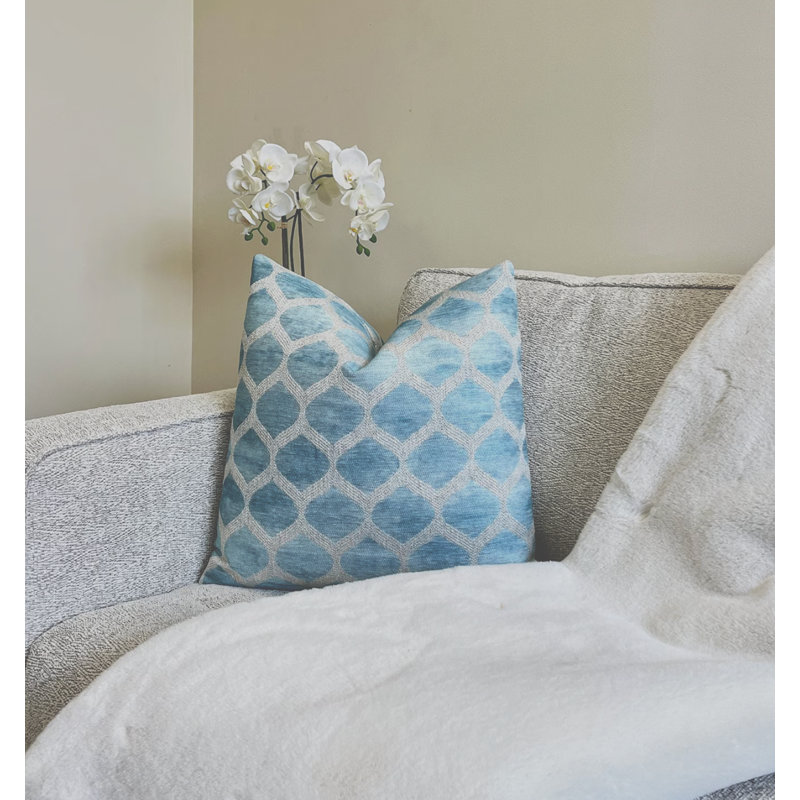 Housse de coussin en velours Trellis, H 20 po x l 20 po, Bleu
