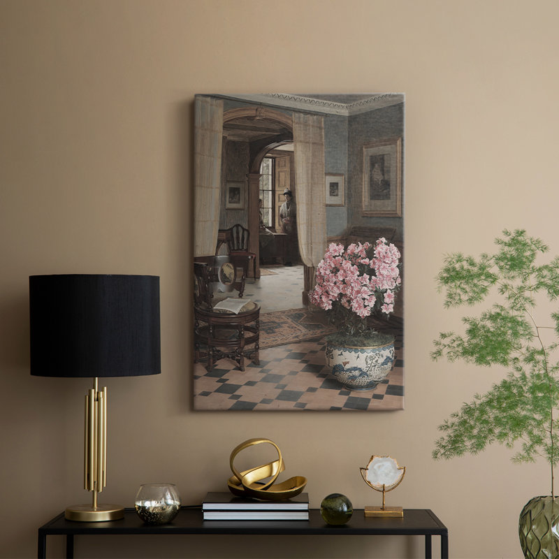 Motif floral rétro «C» - Cavas, H 12 po x l 8 po