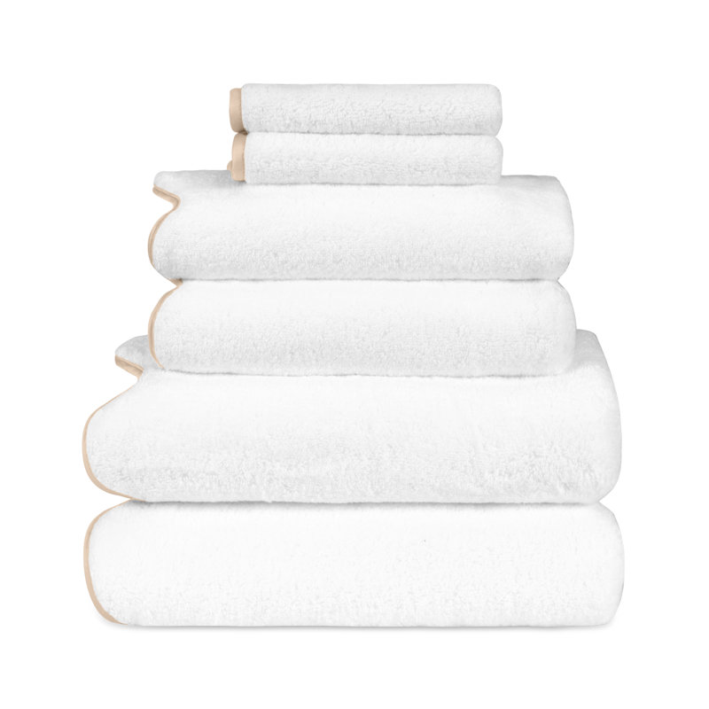 Antalya 6-pc Multi-sized Bath Towel Set, White/Blush