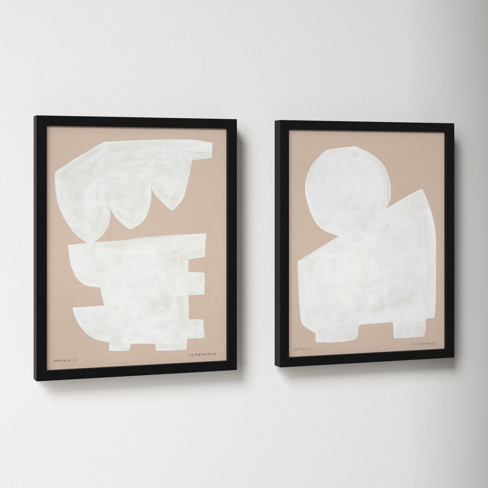 Gallman "Modules in White" 2-Piece Print Set, Black Framed, 16" W x 20" H