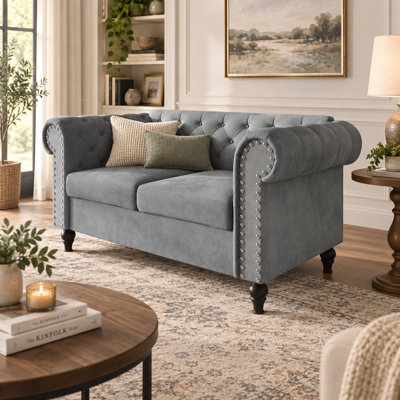 Harwich Velvet Rolled Arm Loveseat