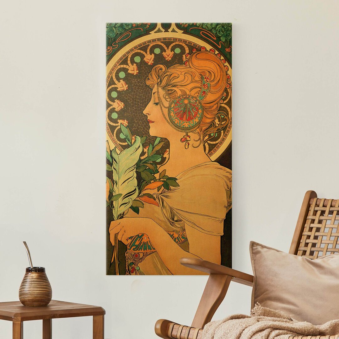 Leinwandbild Die Feder von Alfons Mucha