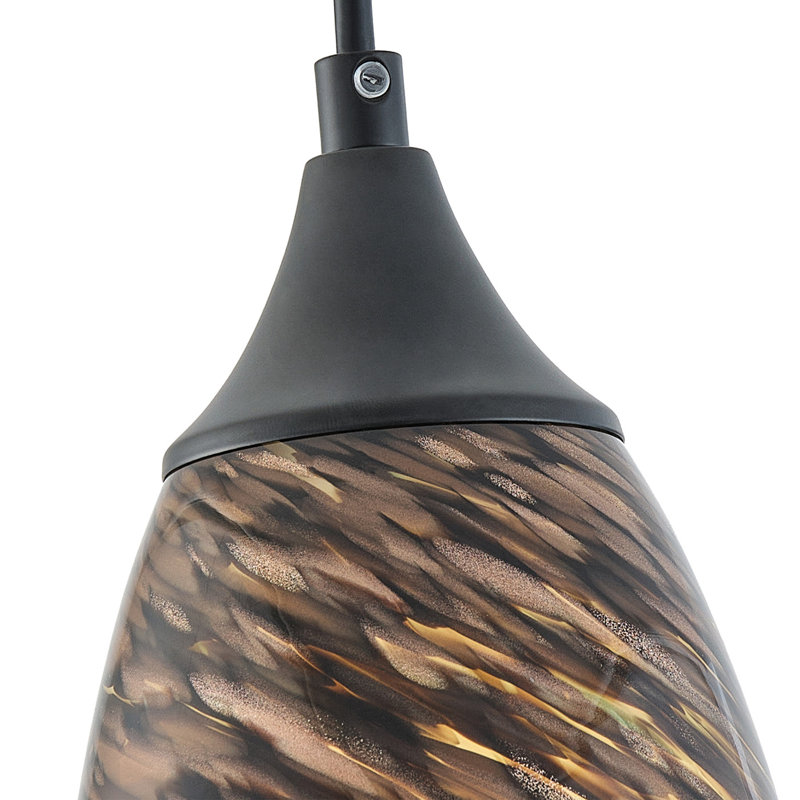1 - Light Single Teardrop E26 Dimmable Adjustable Pendant Light, Brown
