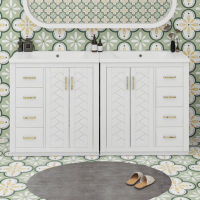 Ensemble de meuble-lavabo simple 60 po avec lavabo en céramique 60 po et 3 tiroirs