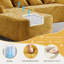 Canapé modulaire en forme de L sans accoudoirs en chenille avec accoudoirs courbés et 4 coussins en chenille-459574920