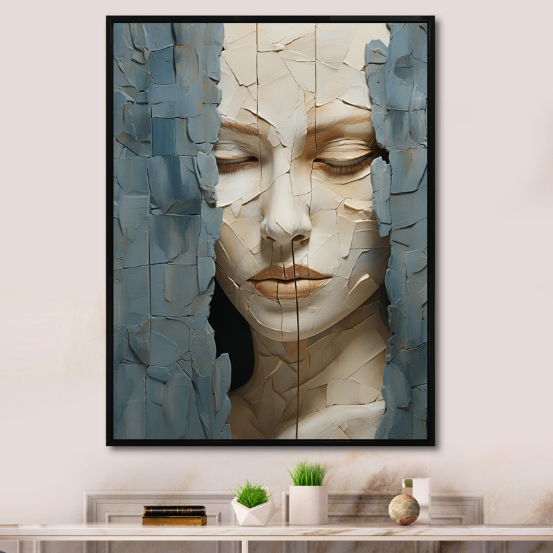 Portrait féminin gracieux III, Cadre flottant noir, H 40 po x l 30 po x P 1,5 po