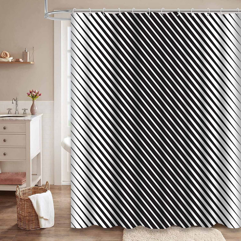 Rideau de douche blanc rétro avec 12 crochets, 72" L x 78" W