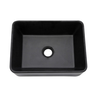 16"X12" Black Ceramic Rectangular Vessel Bathroom Sink