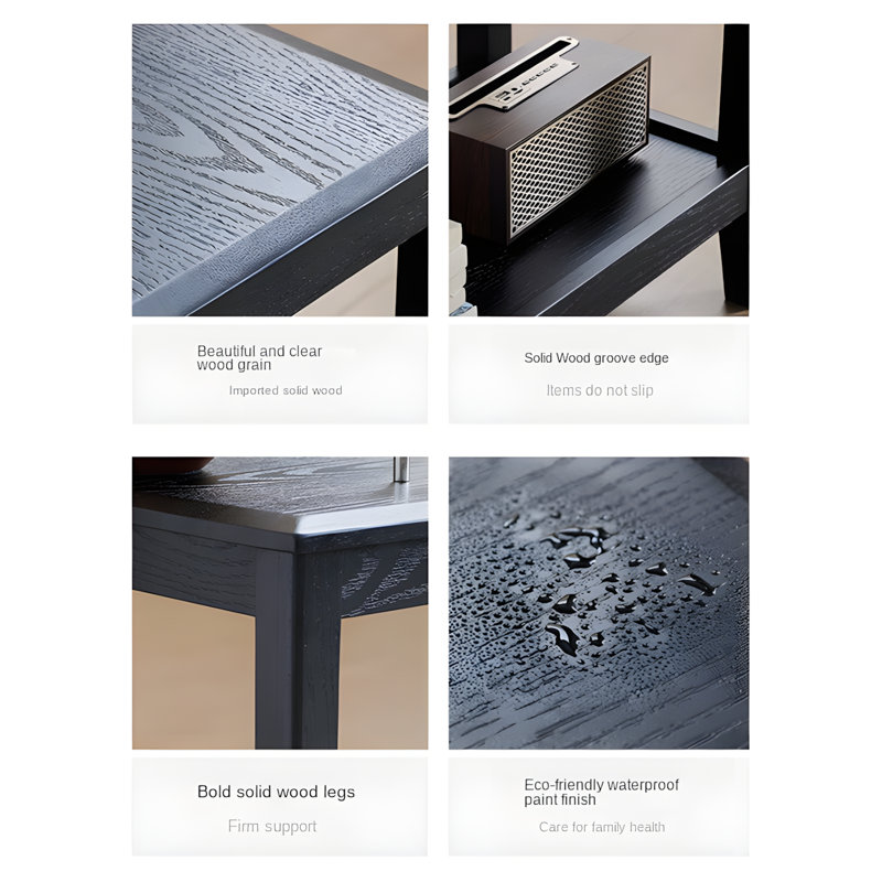 Table de bout en bois massif avec double tablette de rangement, table d'appoint minimaliste, petite table basse carrée pour le salon, table d'appoint compacte