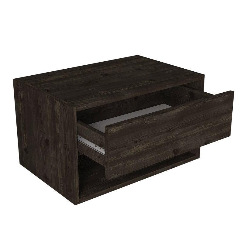 Benaniah 24" Wall Mounted Floating Nightstand, Brown