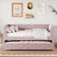 Lit de jour simple en velours rose avec lit gigogne-412939830