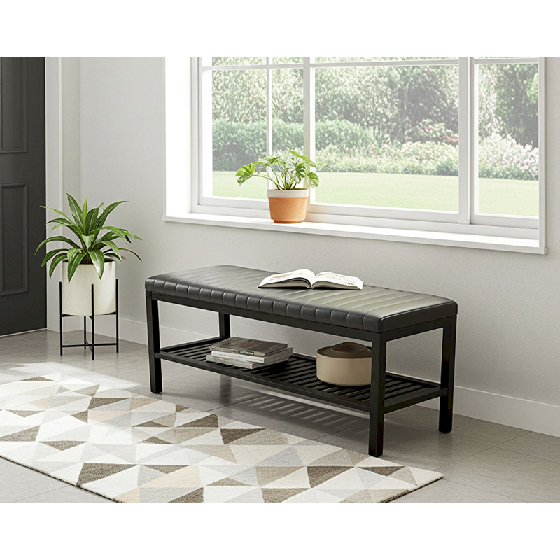 Banc de rangement rembourré en bambou Asheton