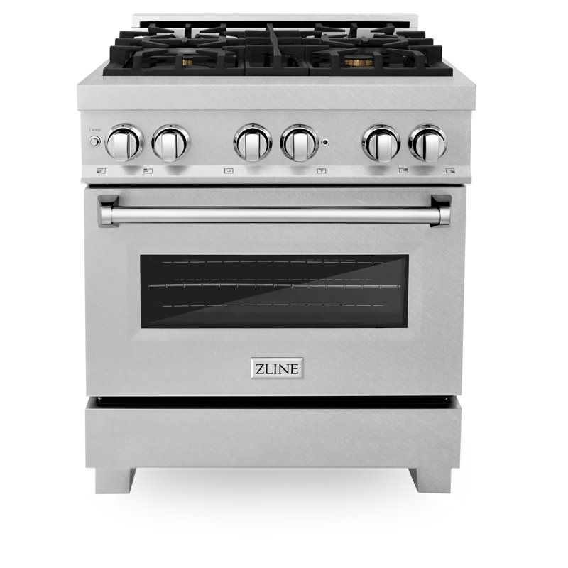 ZLINE 30" Legacy Dual Fuel Range, Brass Burners Satin Stainless Steel