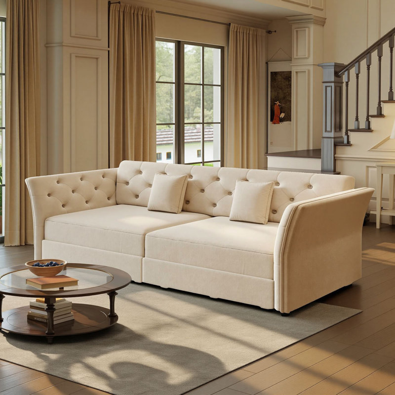 Canapé-lit convertible 74,4 po pour grand lit, Beige
