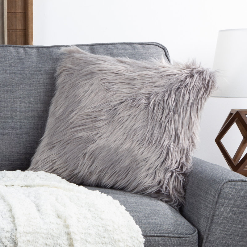  Housse de coussin carré et insert, Gris clair, H 18 po x l 18 po x P 6 po