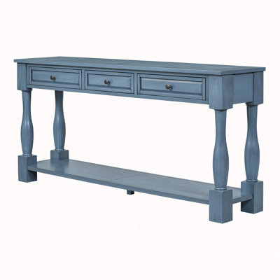 63" Long Console Table with Drawers and Shelf