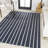 Rand Distressed Ticking Stripe Machine-Washable Navy/Gray Rug-1470393842