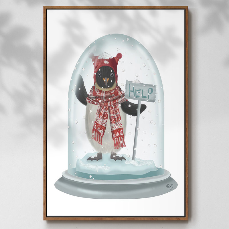 Boule à neige de Noël pingouin, H 25 po x l 17 po x P 1,5 po, Noyer