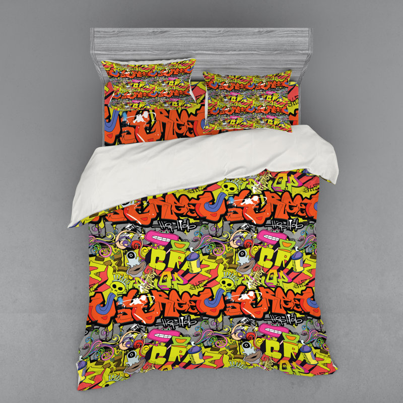 Ensemble de housse de couette graffiti, Housse de couette grand + 3 pièces supplémentair