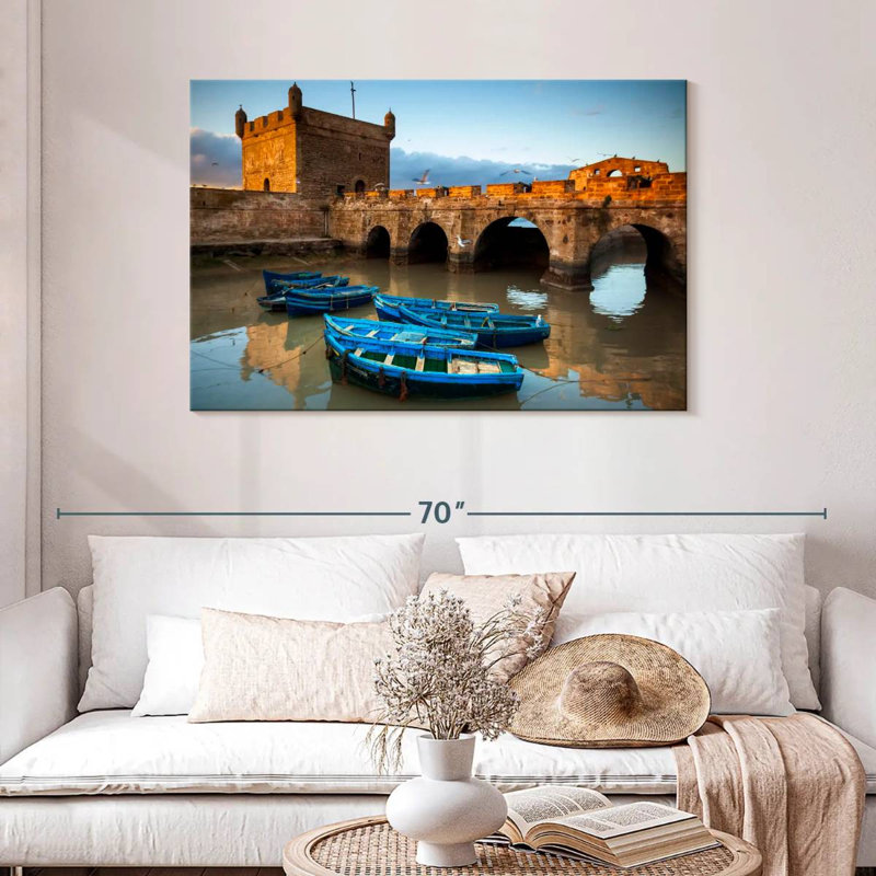 Mehar Ess Essiraira bateaux bleu, H 30 po x l 45 po