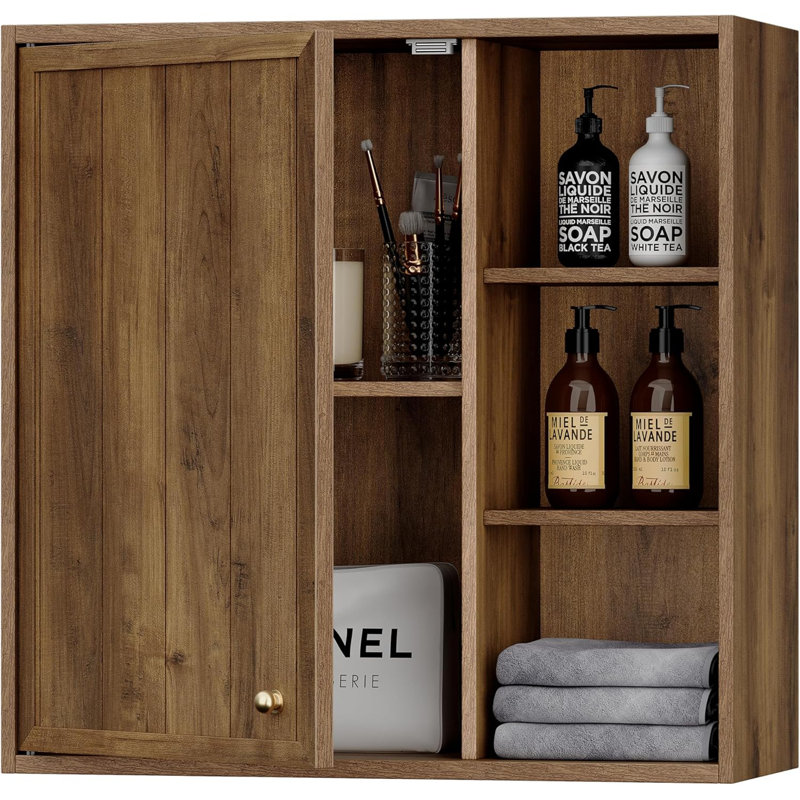 Armoire de salle de bain murale artificielle en composite avec tablettes réglables, armoire de rangement moderne avec porte pour salle de bain et chambre à coucher
