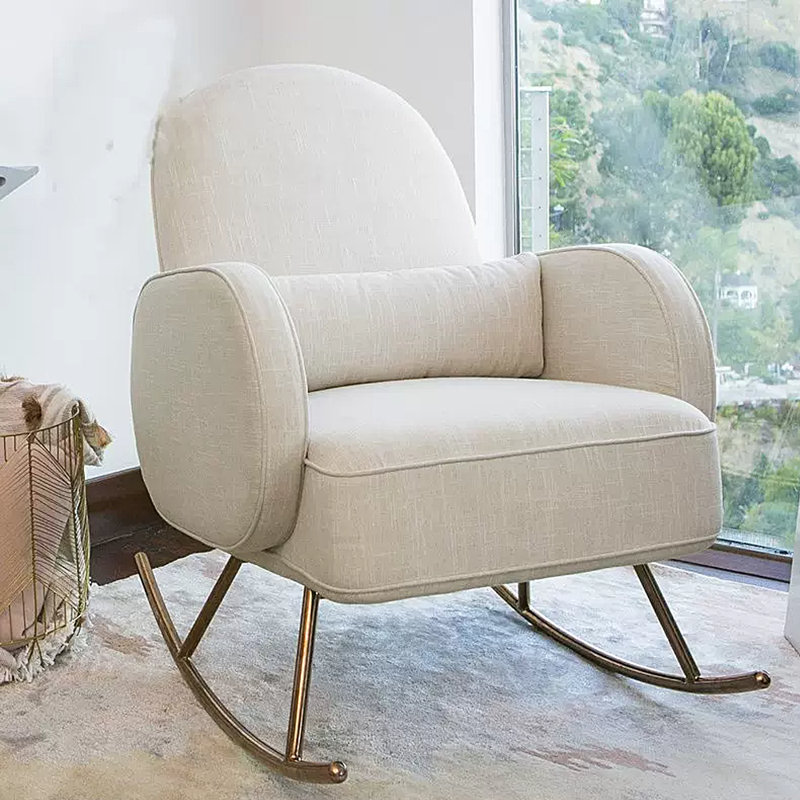 Chaise berçante luxueuse et durable, Blanc cassé