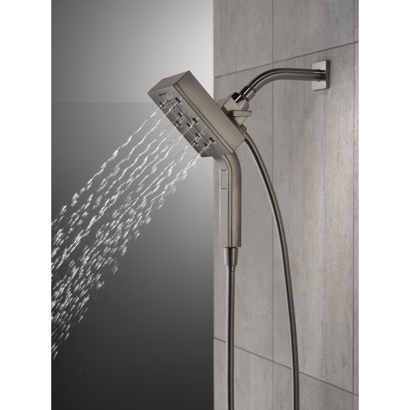 Pomme de douche double 1,75 GPM avec technologie H2Okinetic, Acier inoxydable noir Lumicoat