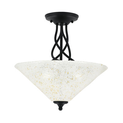 Capri Semi-Flush 3-Bulbs Shown With 16" Gold Ice Glass