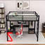 Lit mezzanine avec bureau, ports USB et panneau perforé-129346862