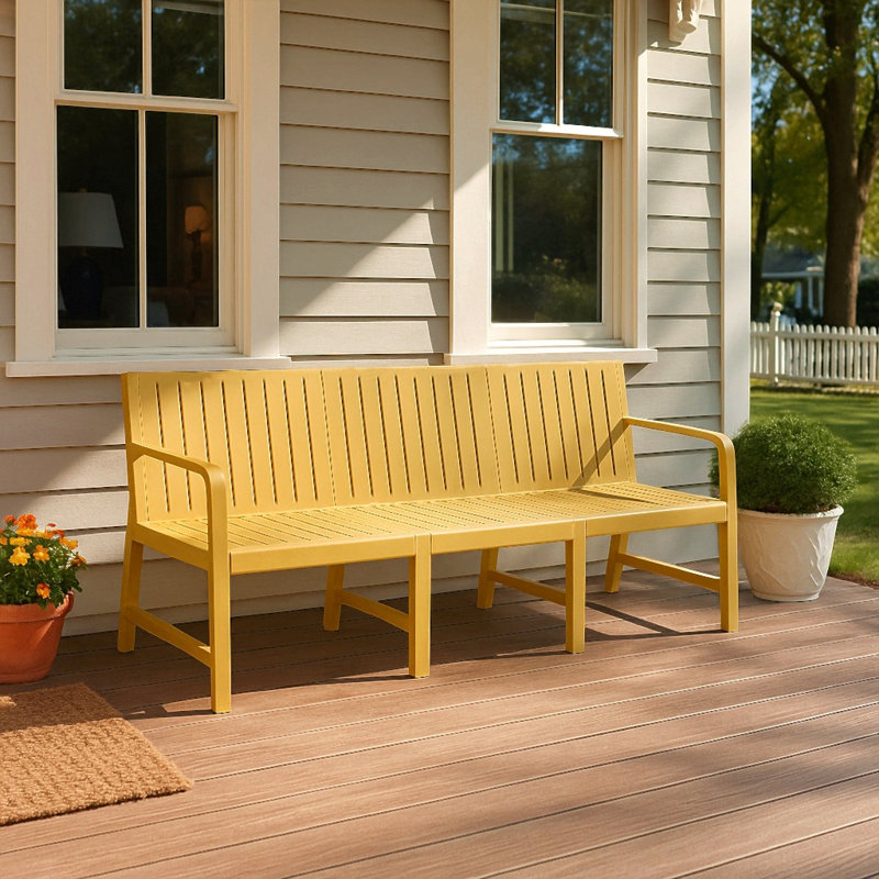 1-Piece Indoor/Outdoor Furniture 3-Seater Sofa Waterproof Pp Material - Easy Assembly Patio Conversation Set, Yellow